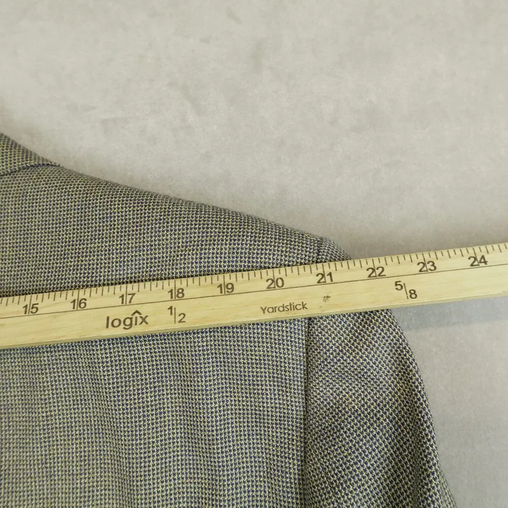 Canali Blazer Mens 48L Silk Wool Houndstooth Three Button Sport Coat Made Italy